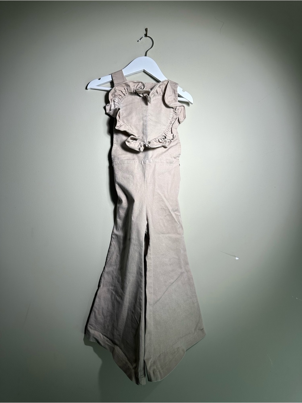 Airfish Kids Ruffle-Trim Flared Romper in Khaki